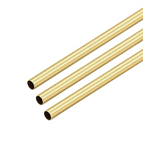 VictorsHome Brass Round Tube, 0.2mm Wall Thickness 300mm Length Metal Seamless Straight Pipe Tubing for DIY Crafts Model 3pcs