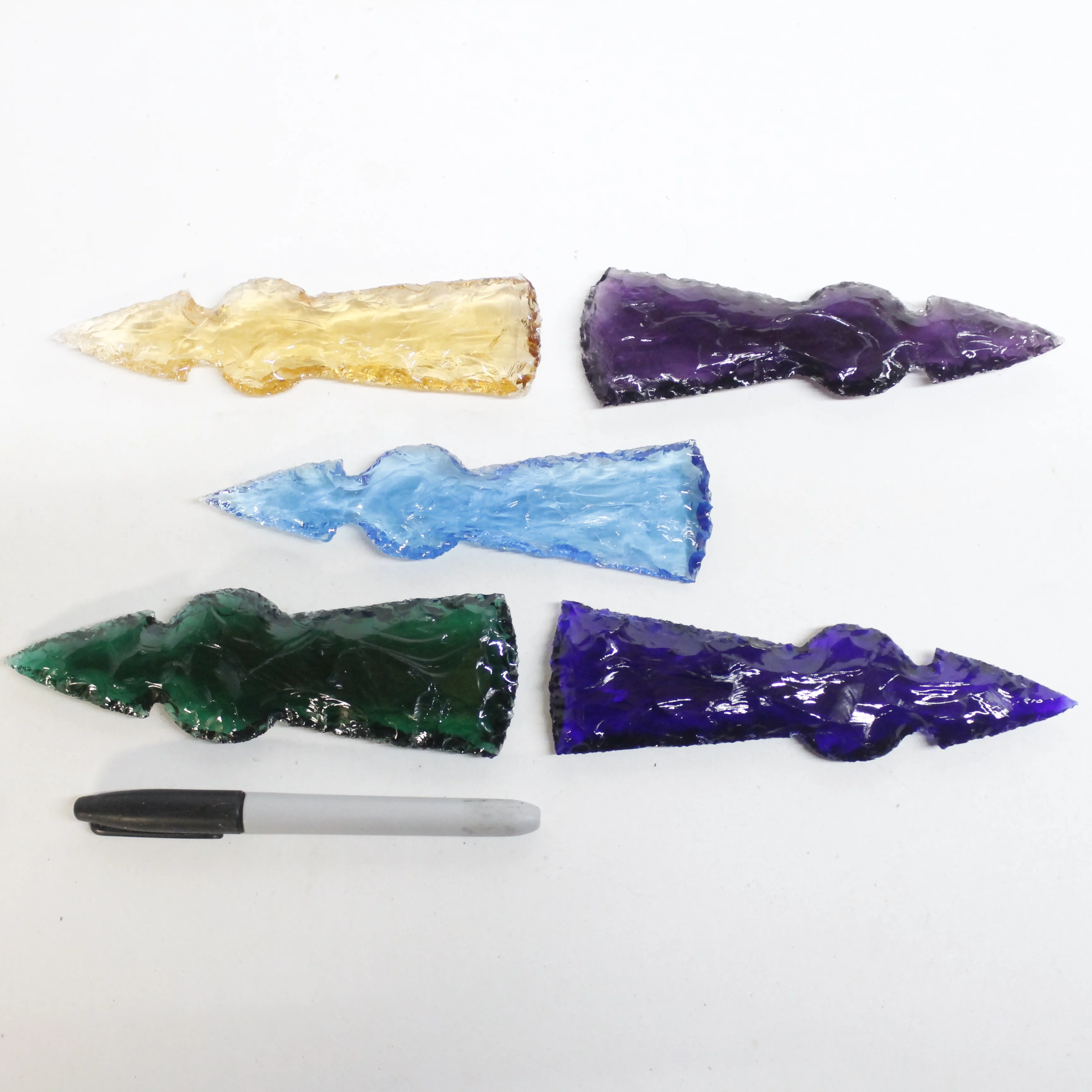 5 Glass Ornamental Tomahawk Heads #3318  Ax Axe Hatchet