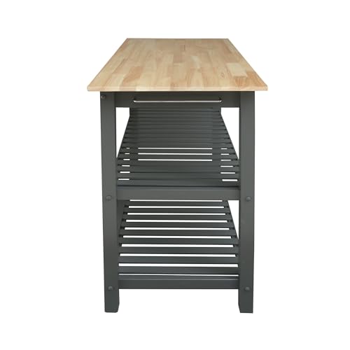 Casual Home Kitchen Island with Solid American Hardwood Top, Natural/White, 40