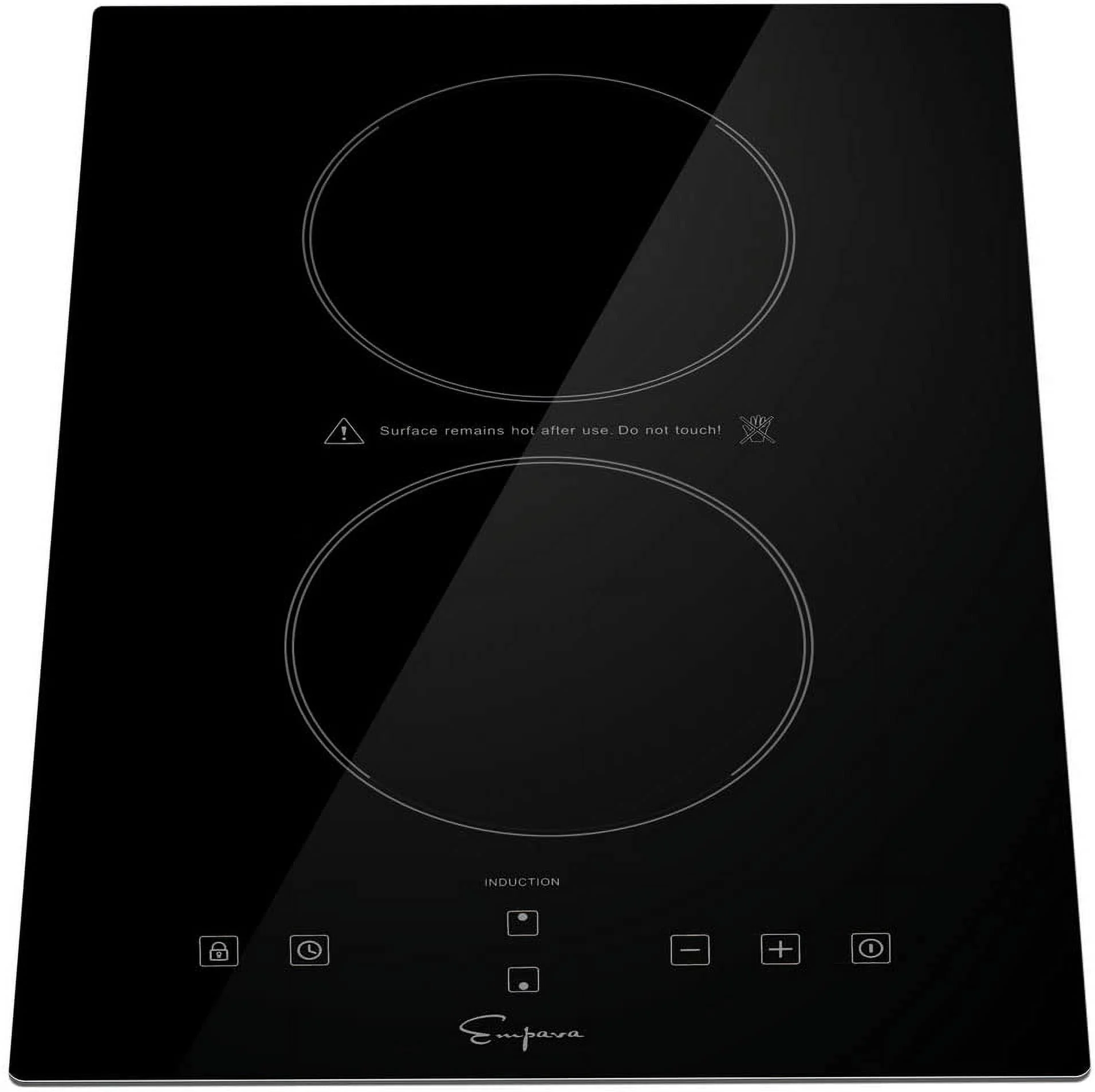 Empava Electric Stove Induction Cooktop Vertical with 2 Burners Vitro Ceramic Smooth Surface Glass in Black 120V, 12 Inch 12 Inch Cooktop