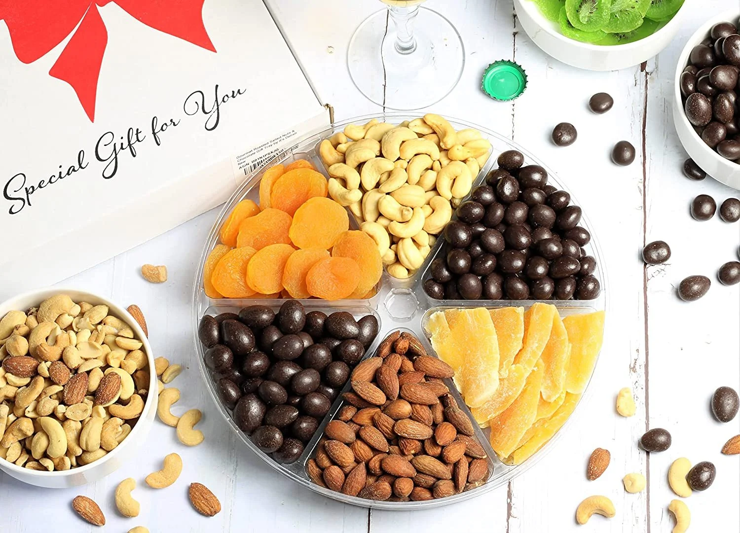Gourmet Nuts Gift Basket - Chocolate and Dried Fruit Large Gift Tray 6-Pt by It's Delish  Valentines Fathers Mothers Day Anniversary Family Parties Birthday Gift Box - Vegan, Kosher
