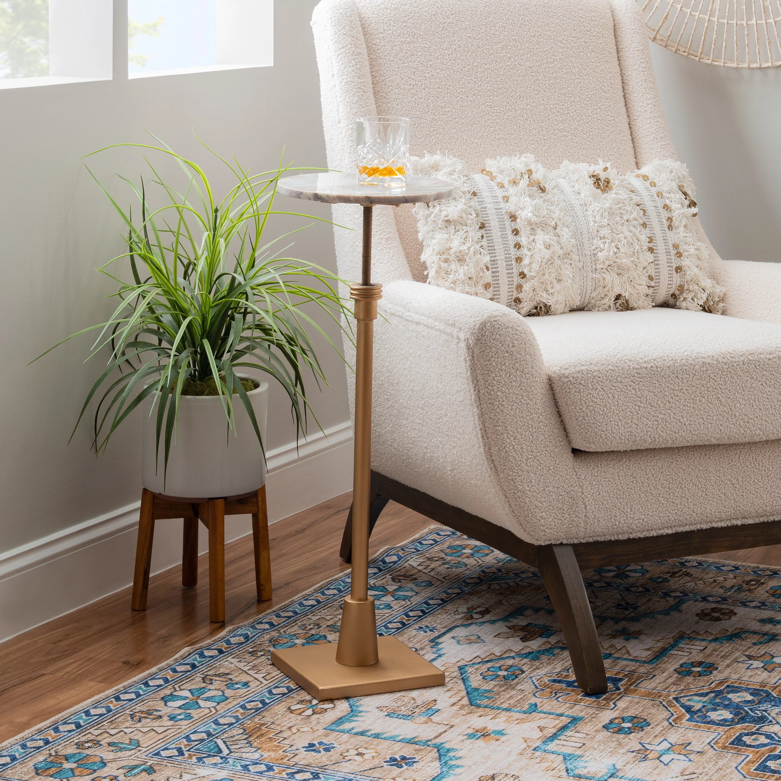 Powell Barra Round Adjustable Height Indoor Accent Drink Table, 25-30