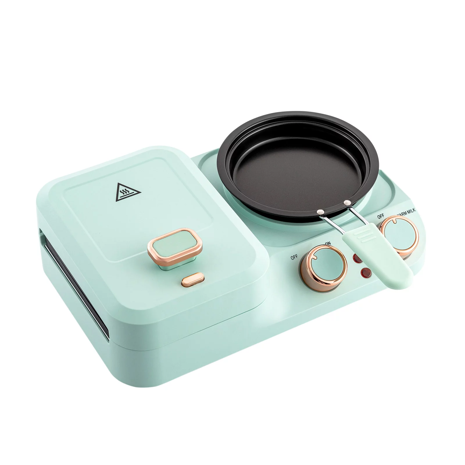 Oukaning 3in1 Breakfast Station Electric Mini Toaster Bread Breakfast Sandwich Maker Soup Pot Frying Pan Pot