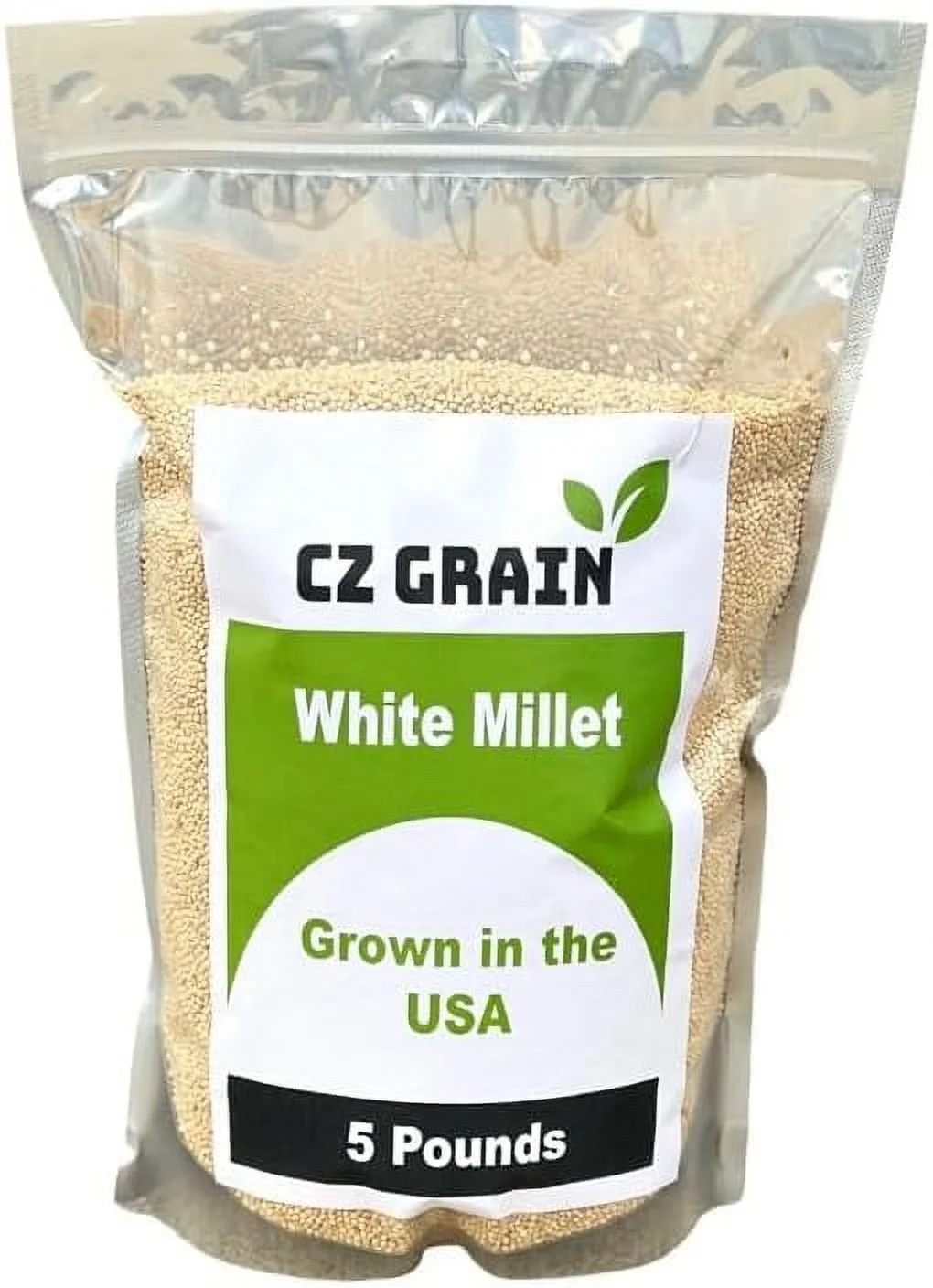 CZ Grain 5 Pounds Premium White Millet Proso Seeds - Bulk Seeds, Bird Feed, Wild Bird Food