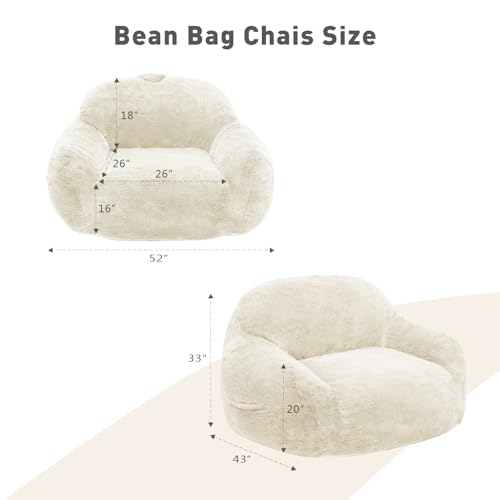 Giant Bean Bag Chair, Oversized Bean Bag Chairs for Adults and Kids, Gaming Chair Stuffed Memory Foam | Storage | Non-Slip, Removable Bean Bag Sofa Comfy Chair for Bedroom, Livingroom (Beige)
