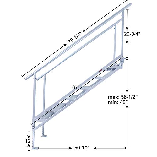 Extreme Max 3005.4333 Jumbo-Tread Universal Mount Dock Stairs with Railing - 5-Step