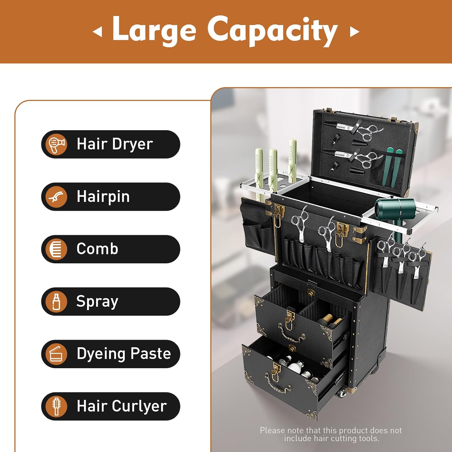 Rolling Makeup Train Case Lockable Cosmetology Case on Wheels Professional Cosmetics Organizer for Hairstylist Nail Technicians Makeup Artist, Aluminum Alloy