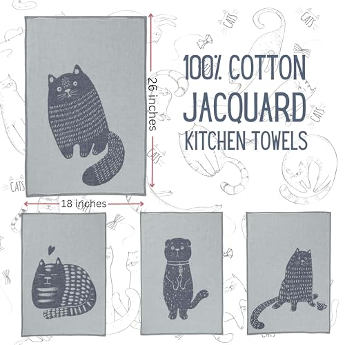 sea me at home Christmas Tea Towel Set of 4-100% Cotton Jacquard Kitchen Towels, Festive Dish Towels for Christmas Decor, Perfect Hostess Gift (Merry Christmas)