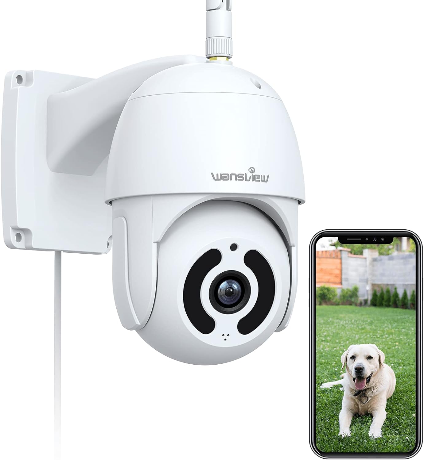 Security Camera Outdoor,Wansview 1080P Pan-Tilt Surveillance Waterproof WiFi Camera, Night Vision, 2-Way Audio, Motion Detection, SD Card Storage& Cloud Storage and Works with Alexa W9
