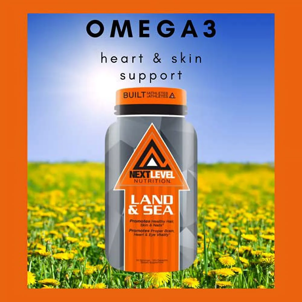 Next Level Nutrition Land & Sea Omega3 Heart & Skin Health Support | 30 Servings