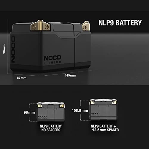 NOCO Lithium NLP9: Ultra-Light 12V Lithium Powersport Battery – Group 9 – 3Ah – 400A Start Power – Intelligent BMS – UL Certified