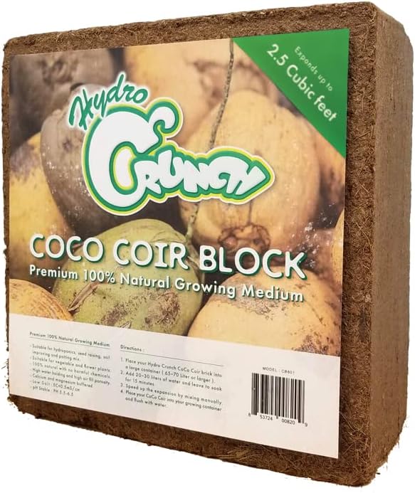 Hydro Crunch CB801-2PK Coco Coir Block 2.5 Cubic Ft Block (2-Pack), Brown