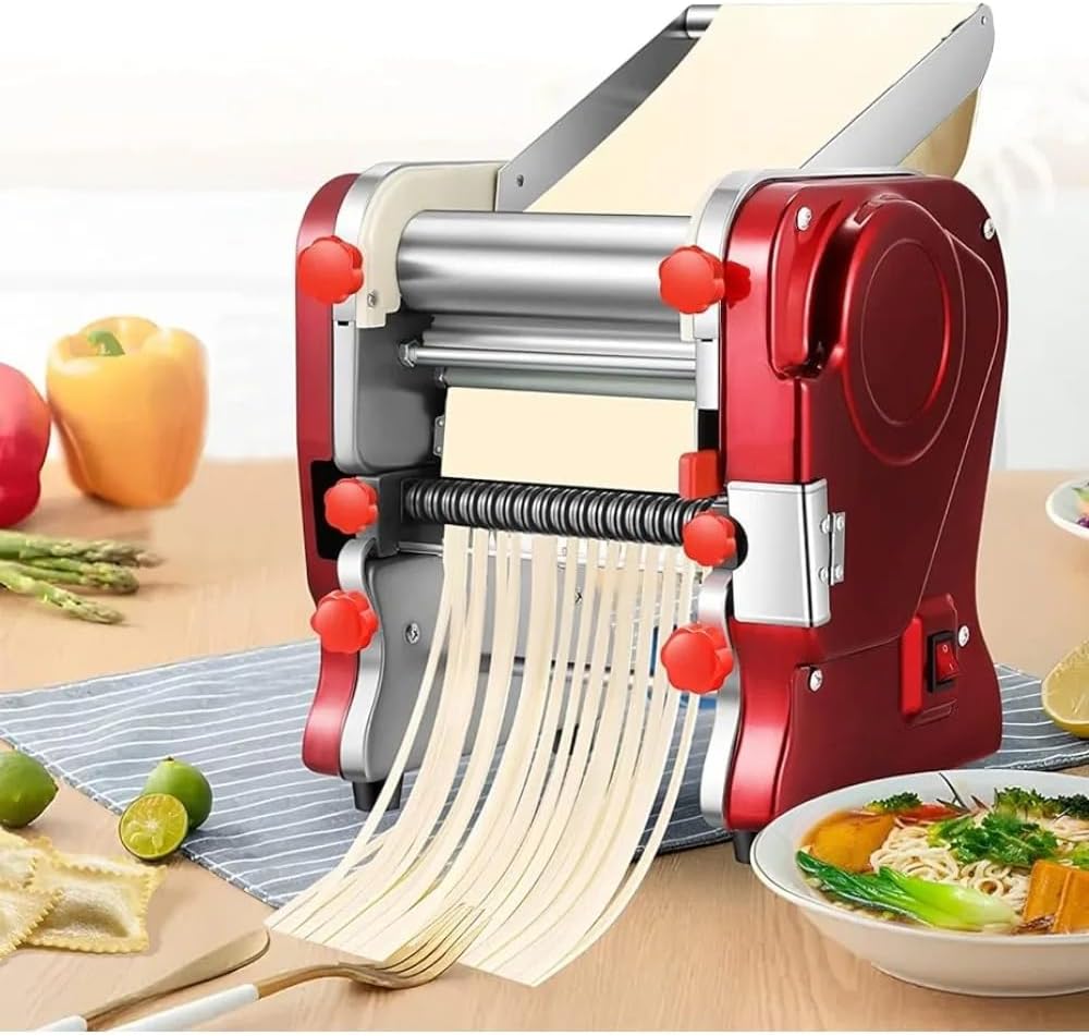 Electric Pasta Maker Home Pasta Making Machine 550W Automatic Noodle Machine Full Stainless Steel Dual Knife No Disassembled for Home Commercial Use