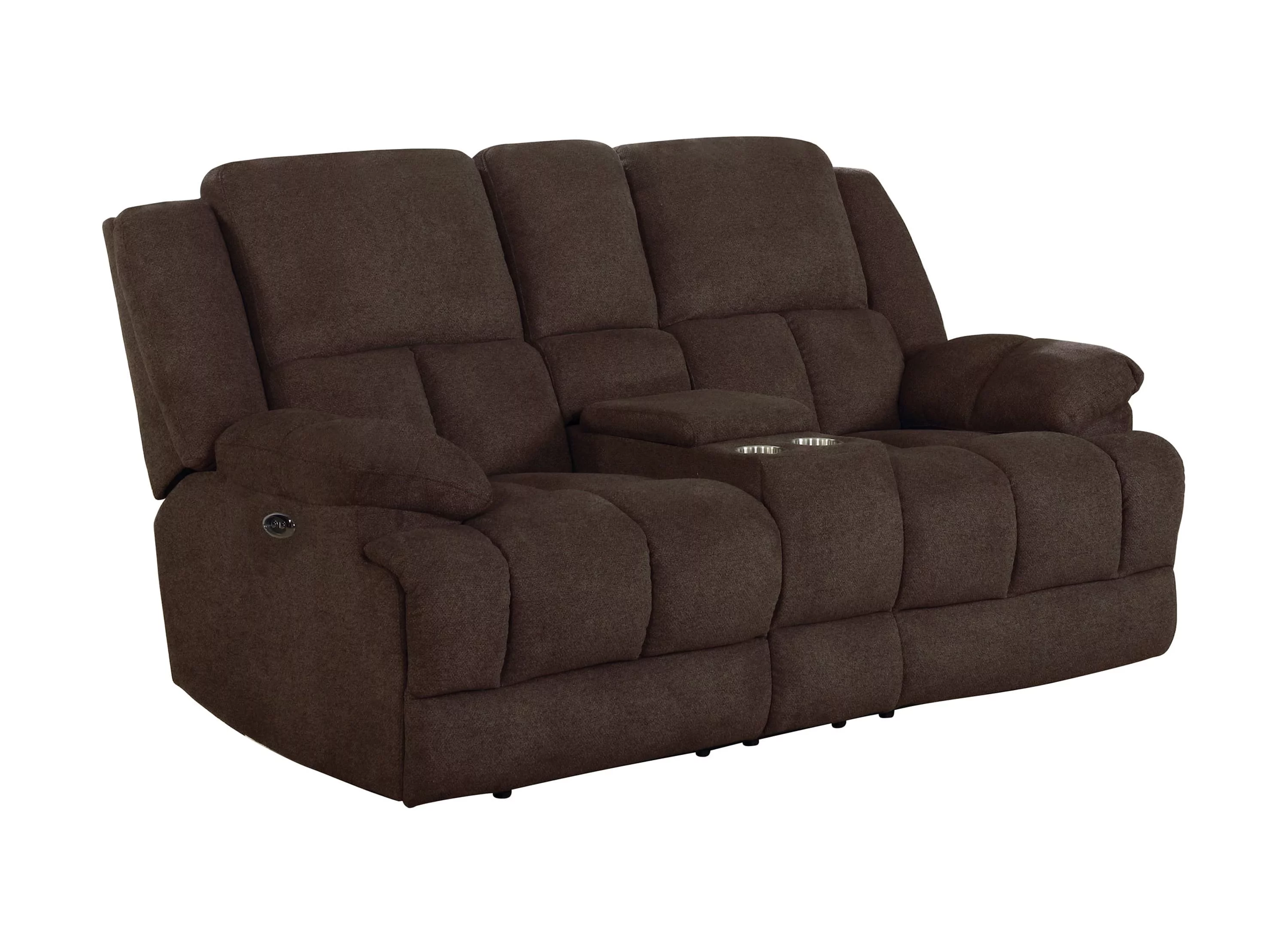 Waterbury Upholstered Power Loveseat with Console Brown
