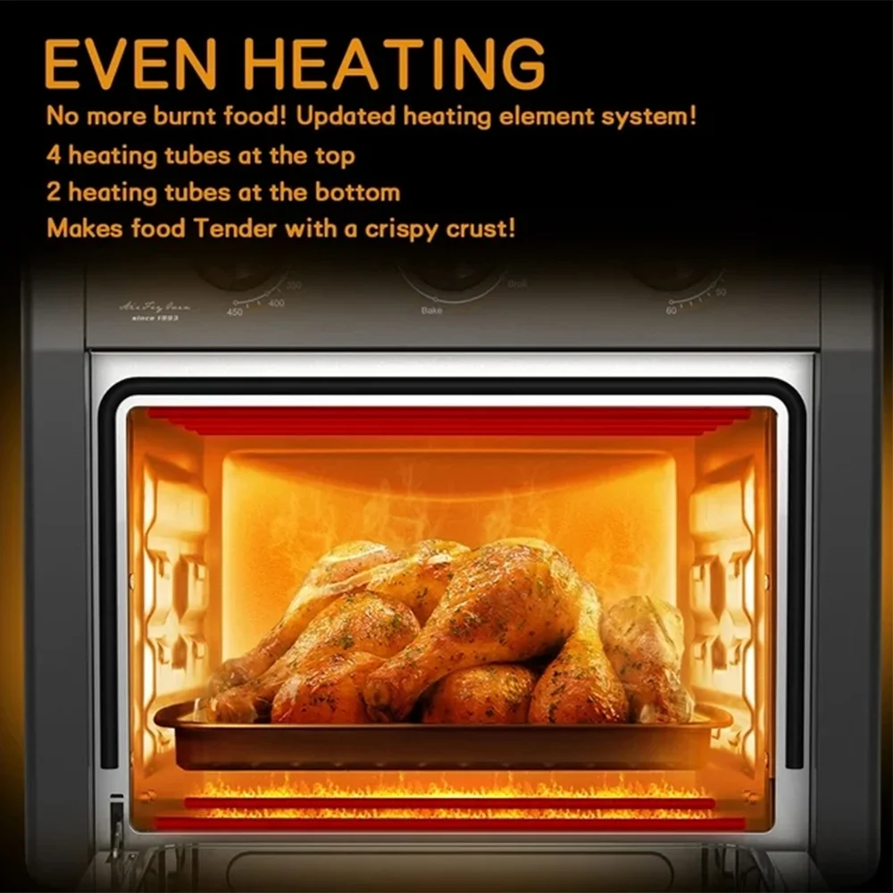 20QT Large Air Fryer Oven Toaster Combo, 1300W Powerful Oil-less Breakfast Station Cooker Black