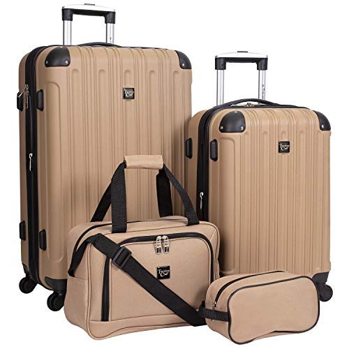 Travelers Club Midtown Hardside Luggage Travel, Black, 4-Piece Set