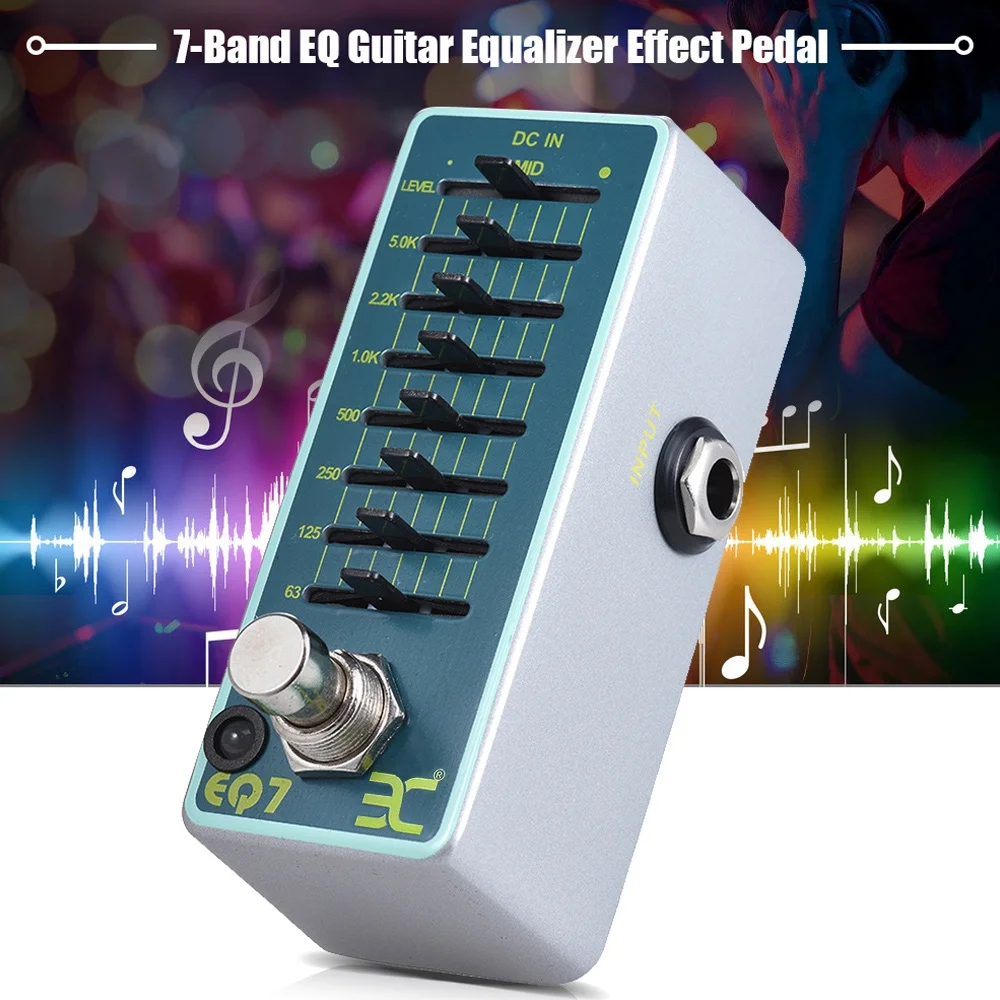 ENO EX EQ7 Guitar Equalizer Effect Pedal 7-Band EQ True Bypass Full Metal Shell, Enhance Your Guitar's Sound!