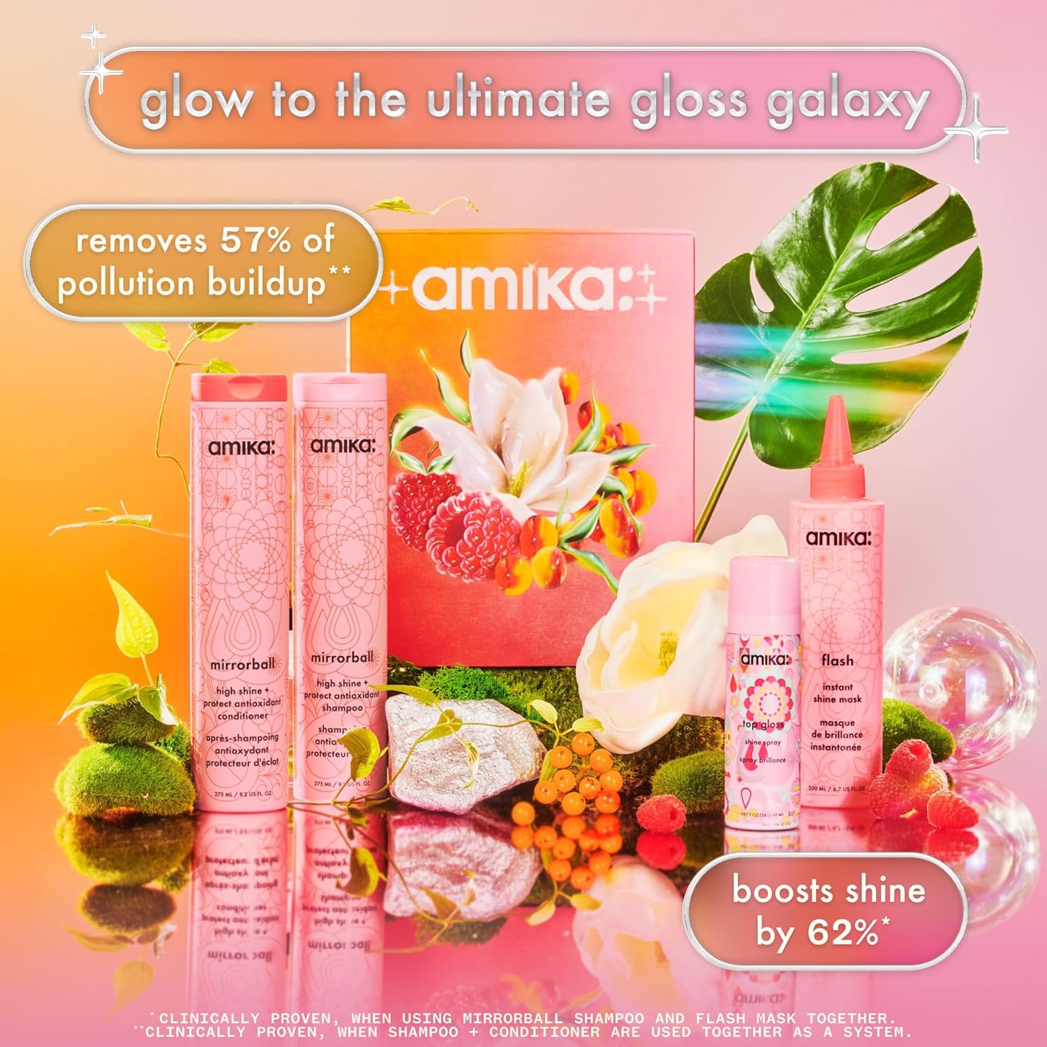 amika shine-o-sphere shine + protect routine set