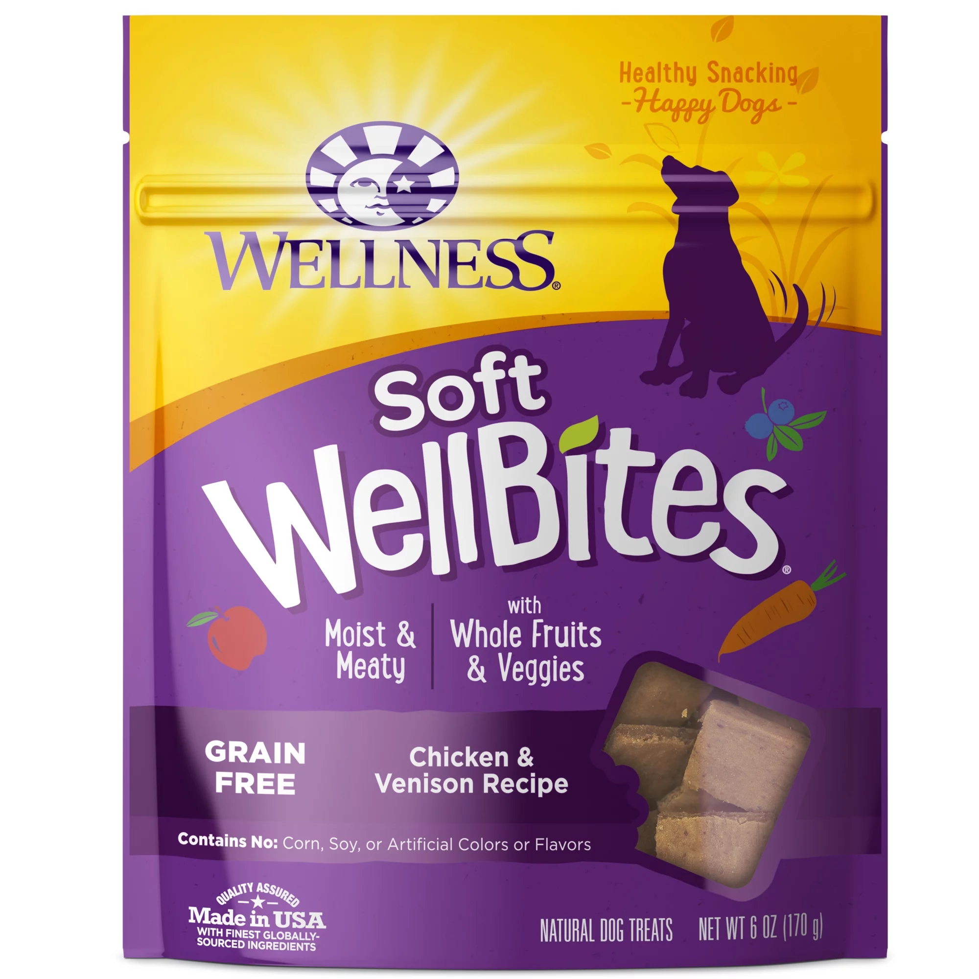 Wellness Wellbites Soft & Chewy Variety Pack (Beef & Turkey, Chicken & Lamb, Chicken & Venison, Lamb & Salmon, and Turkey & Duck, 6 ounce bags)