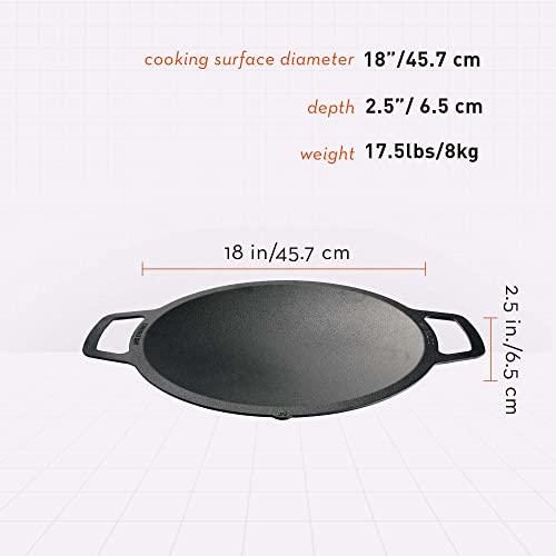 Solo Stove Large Cast Iron Wok Top, Stir Fry Pan, Cooktop for Bonfire and Yukon fire pit, Fireplace accessory, Cooking surface: 18
