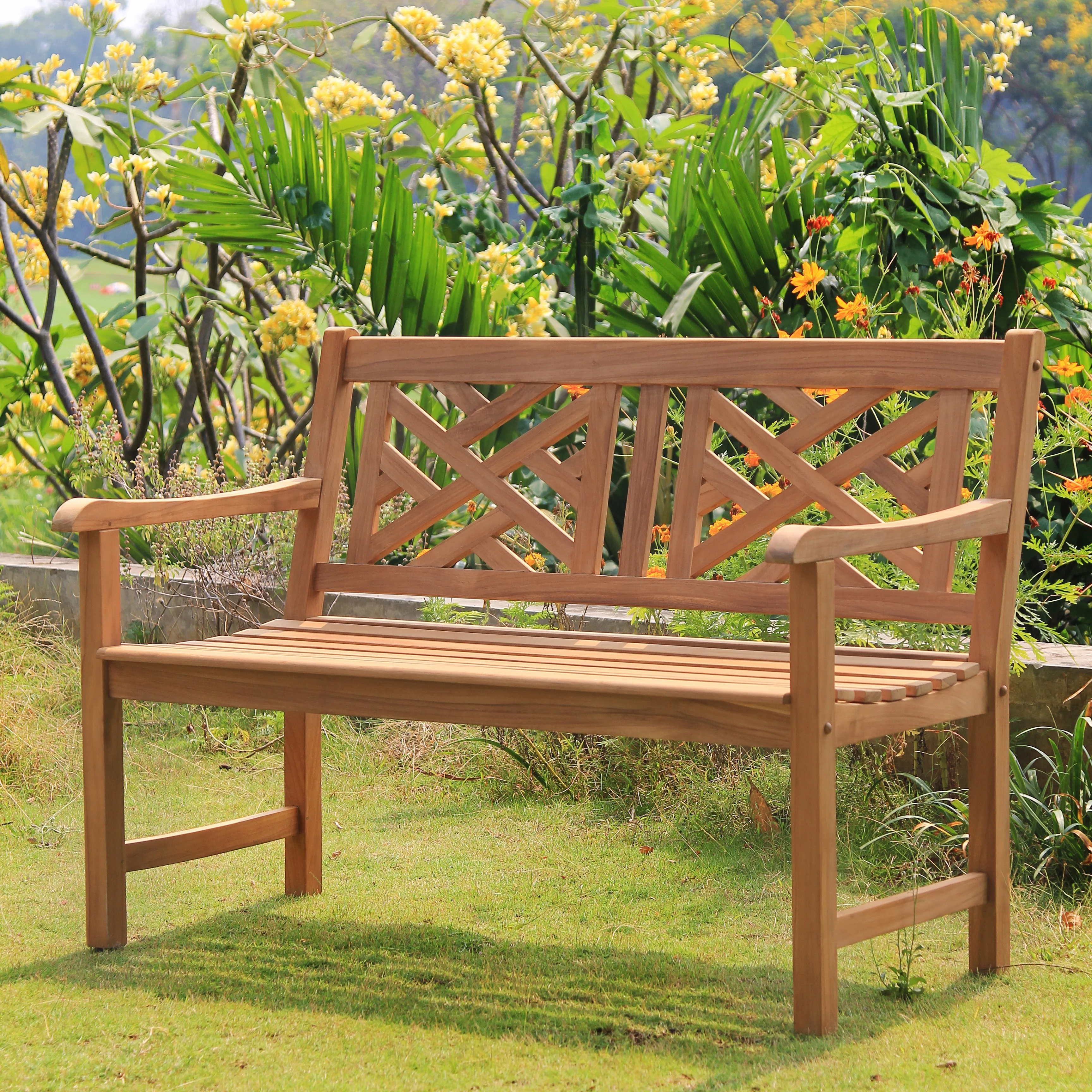 Cambridge Casual  Isla 4-foot Teak Wood Patio Bench Natural Teak Wood