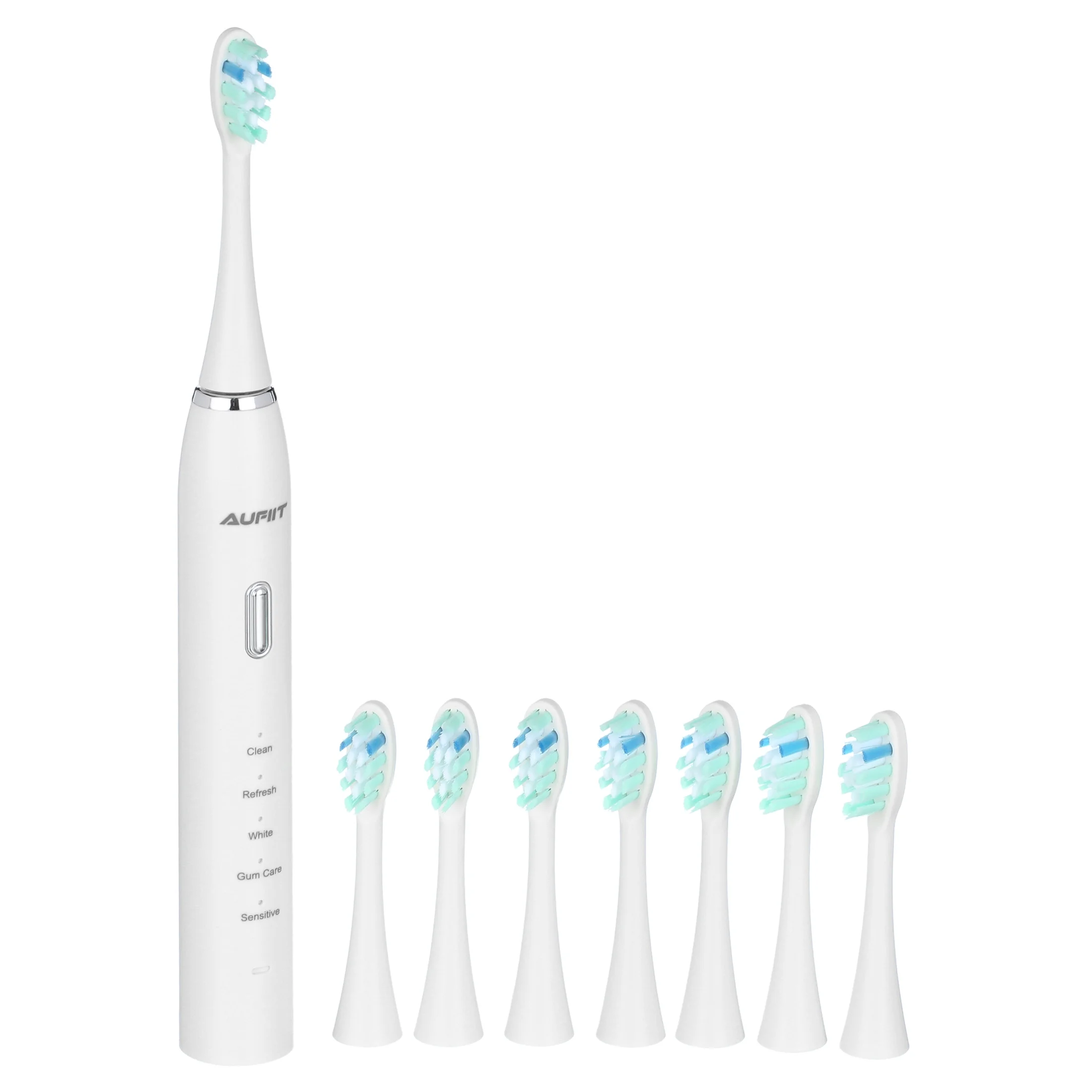 Electric Toothbrush with 8 Brush Heads, Rechargeable Power with 5 Modes & Smart Timer（White）