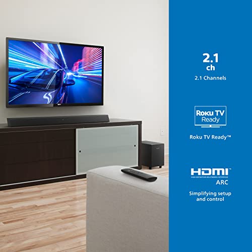 PHILIPS B5109 SoundBar for TV, 2.0 Channel Sound, DTS Virtual:X, Dolby Digital Plus,BT LE Audio, EQ Effects,Night Mode, Easy Setup, EasyLINK, Roku TV Ready, Remote/APP Control, Darkgrey