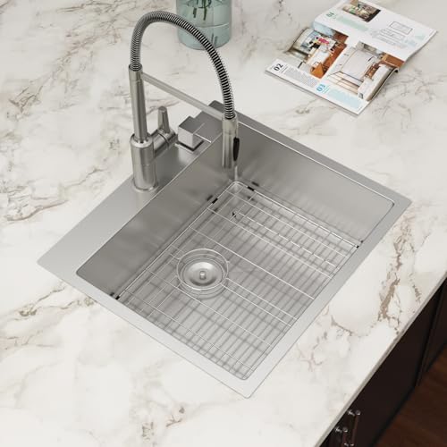 25 Inch Utility Laundry Sink Drop In 16 Gauge Stainless Steel Single Bowl Laundry Room Sink Laundry & Utility Room Kitchen Sinks 25