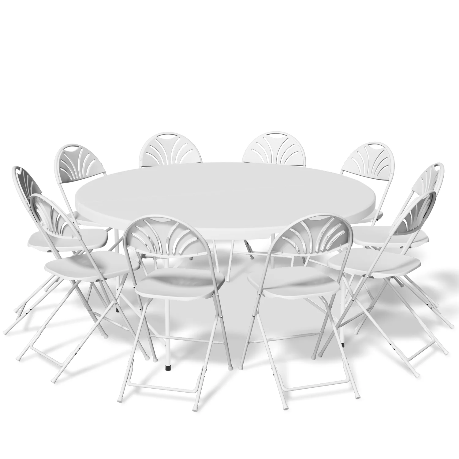 MoNiBloom 11 Pieces 5 Ft White Bi-Fold Plastic Event/Training Folding Table Set with 10 Folding Chairs, for Wedding Event