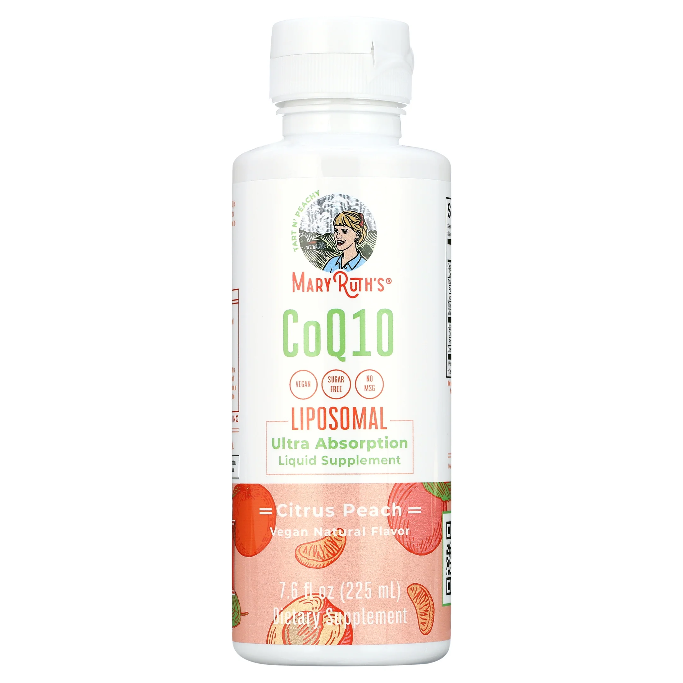 MaryRuth Organics | CoQ10 Liposomal | High Potency Antioxidant and Energy Support | Vegan | Citrus Peach Flavor | 7.6 fl oz / 225 ml