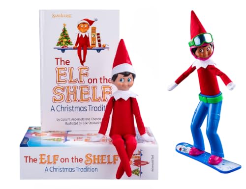 Elf on The Shelf Blue Eyed Boy with Magifreeze Swish and Sleigh Snowboard Set