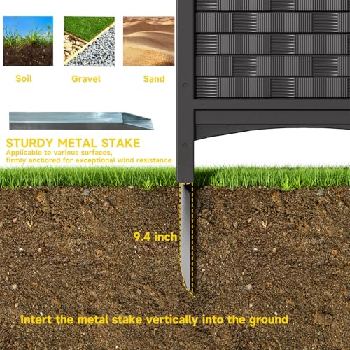 ADDOK Air Conditioner Fence Privacy Screen,Resin Outdoor Privacy Vinyl Fence,4 Panels Trash Can Enclosure,45