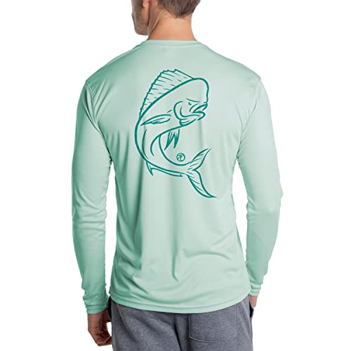 Vapor Apparel Men's Line Art Solar Outdoor UPF 50+ Long Sleeve T-Shirt, UV Sun Protection for Fishing, Running, Hiking