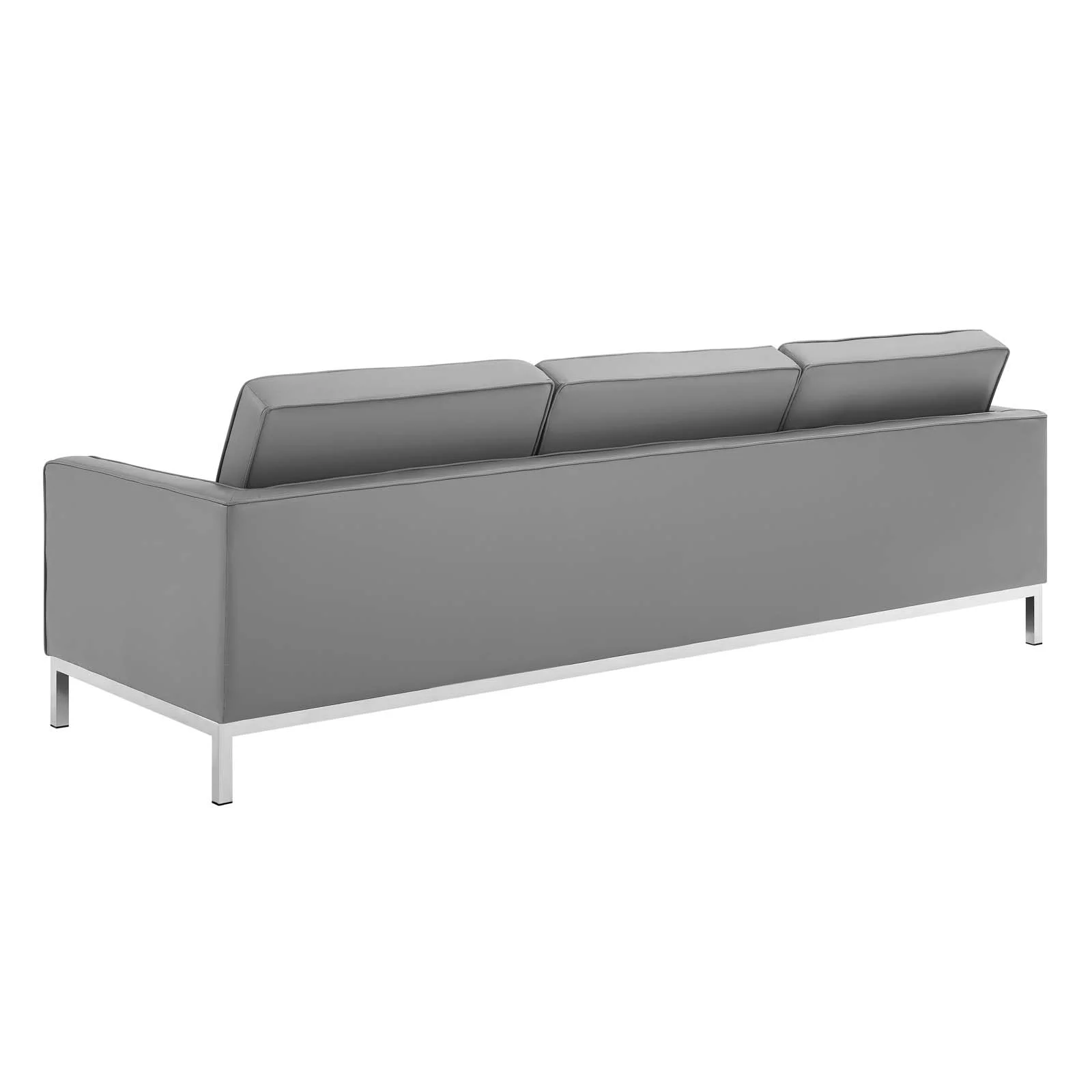 Modway Loft Tufted Upholstered Faux Leather Sofa, Gray