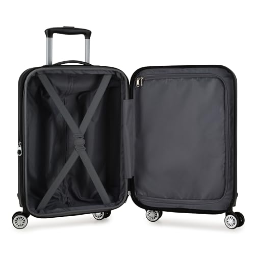 Elite Luggage Expandable Hardside Spinner Luggage, Black, 21