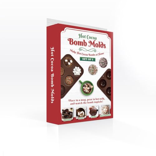 Mrs. Anderson’s Baking Hot Cocoa Bomb Semi Sphere Forms, Holiday, Non-Stick European-Grade Silicone, Set of 2