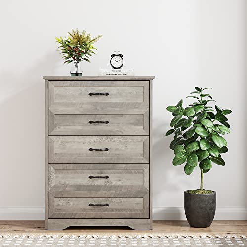 Dresser for Bedroom with 6 Drawers,Kids Dresser with Chest of Drawers,Wood Dresser for Living Room,Nursery,Hallway,Grey