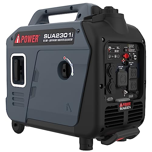 A-iPower 7600W Dual Fuel Quiet Portable Inverter Generator, Electric Start RV Ready, EPA & CARB Compliant CO Sensor, With Telescopic Handle For Backup Home Use, Tailgating & Camping (SUA7600iED)