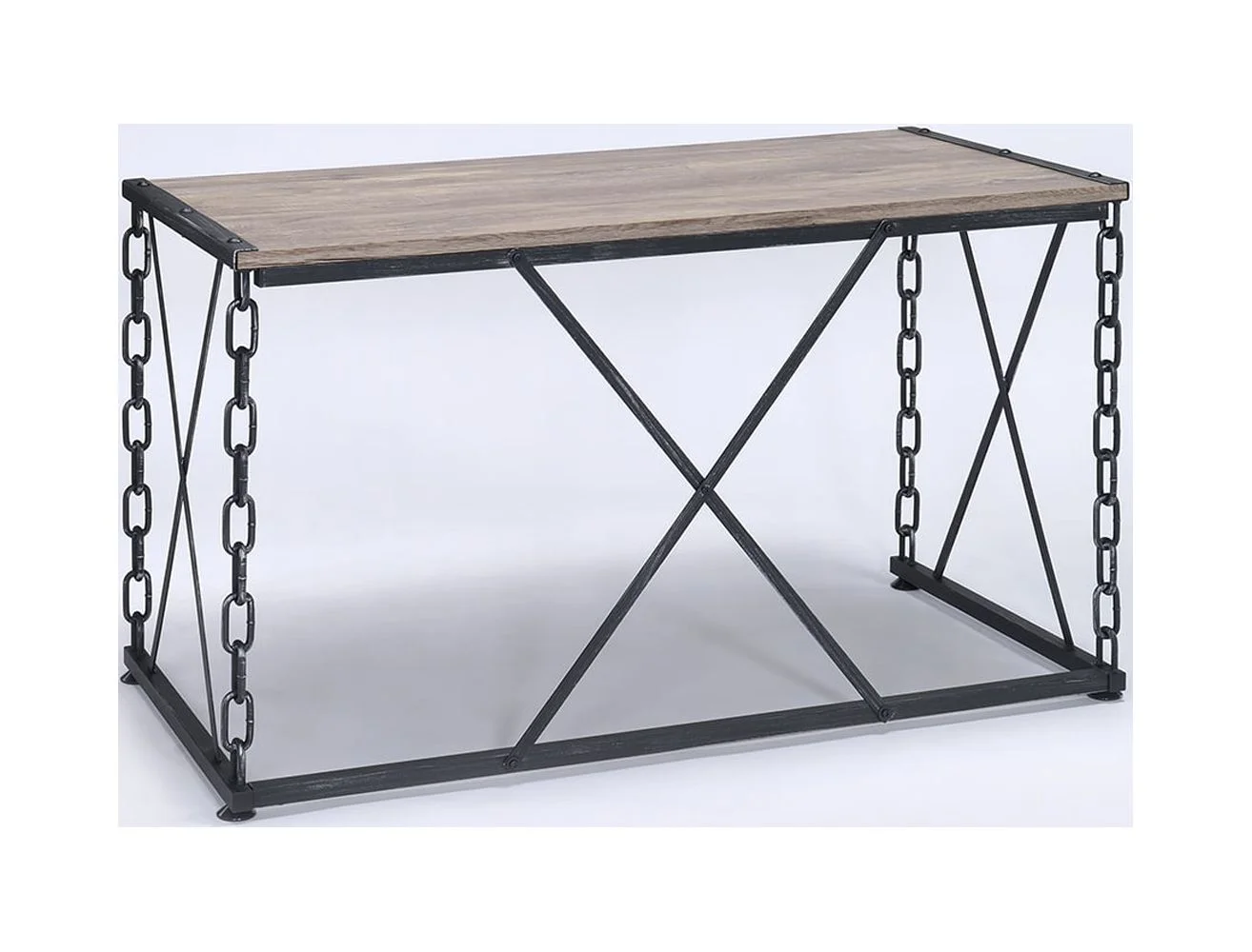 ikayaa Jodie Console Table in Rustic Oak & Black Finish