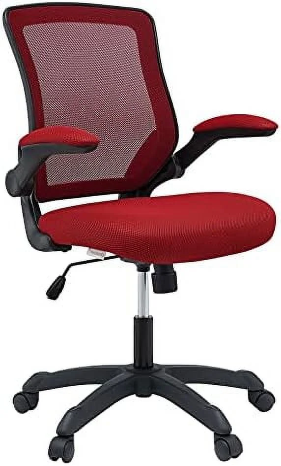Veer Office Chair with Mesh Back and Vinyl Seat With Flip-Up Arms in Red