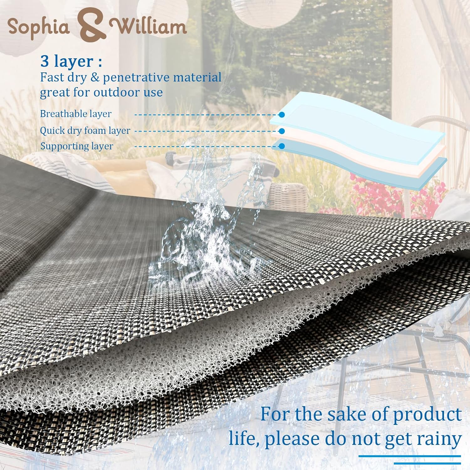 Sophia & William Patio Furniture Set Outdoor Dining Set 7 Pieces Outdoor Table and Chairs 6 C Spring Motion Chairs High Back, Expandable 6-8 Person Table for Lawn Garden Backyard Support 350lbs