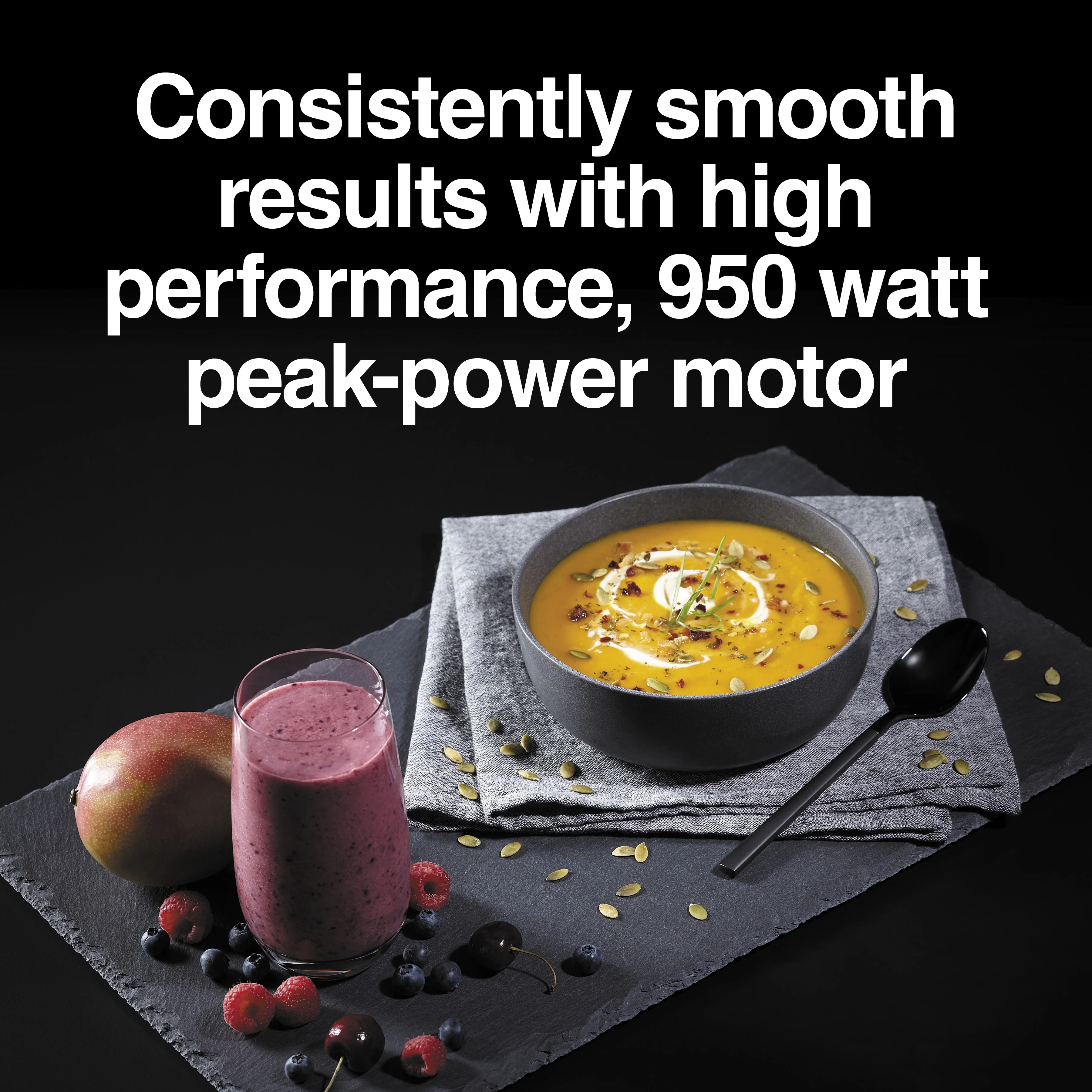 Proctor Silex 950 Watts Blender for Shakes and Smoothies, 52 oz BPA Free Multiblend Glass Jar, Black and Silver, 53560