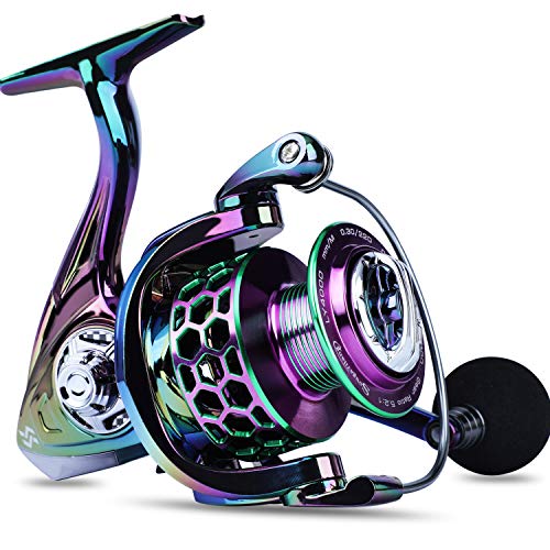 Sougayilang Colorful Fishing Reel 13 +1 BB Light Weight Ultra Smooth Powerful Spinning Reels, with CNC Line Management Graphite Frame, for Freshwater