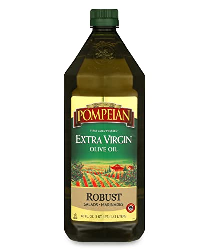 Pompeian Robust Extra Virgin Olive Oil, Contains Polyphenols, First Cold Pressed, Full-Bodied Flavor, Perfect for Salad Dressings & Marinades, 101 FL. OZ