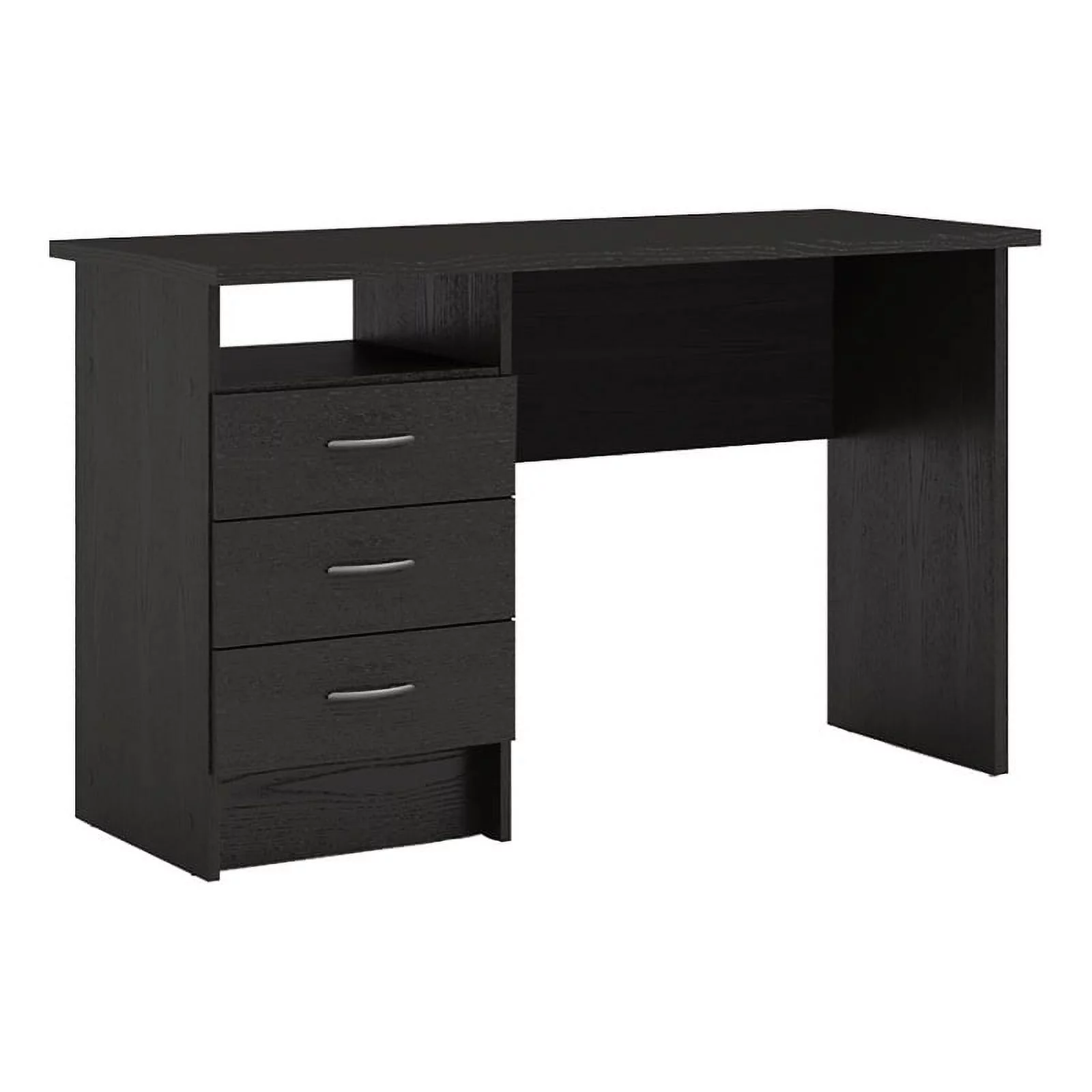 Pemberly Row Contemporary Engineered Wood Desk with 3 Drawers in Black
