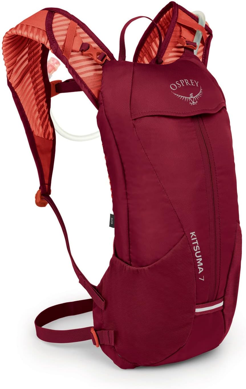 Osprey Kitsuma 7L Women's Biking Backpack with Hydraulics Reservoir, Claret Red