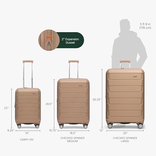 Traveler's Choice Pagosa Indestructible Hardshell Expandable Spinner Luggage, Black, 22