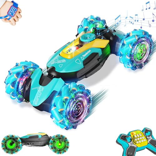 RC Cars,Gesture Sensing RC Stunt Car with Light & Music,Custom Command Operation,4WD,45° Driving,360° Rotating,2.4Ghz Remote Control Twist Car Toys for Kids Boys Age 4 5 6 7 8 9 10 11 12 Years Old