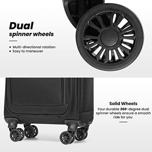 Coolife Underseat Carry On Luggage Softside Lightweight Rolling Travel Bag Spinner Suitcase