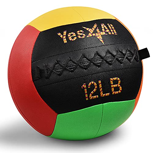 Yes4All Wall Ball, Soft Leather Weighted Medicine Ball, Sand Iron Med Ball for Dynamic Multifunctional Exercise, 6lbs - 30lbs